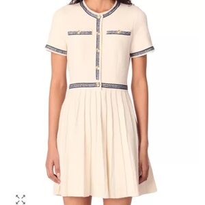 Maje white Pleated knit mini dress size 6